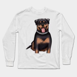 Cute Rottweiler Drawing Long Sleeve T-Shirt